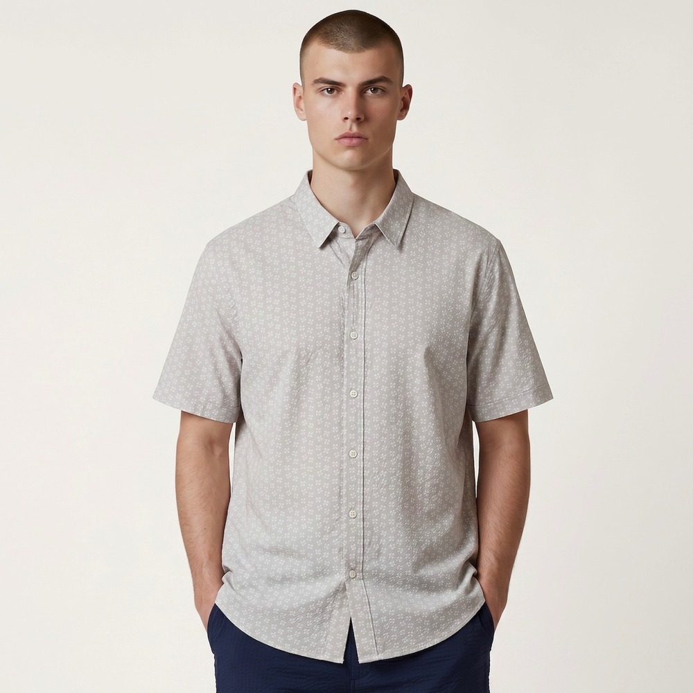 Rhone Commuter Shirt Men 2XL Seersucker Short Sleeve Italian Fabric‎ Geometric